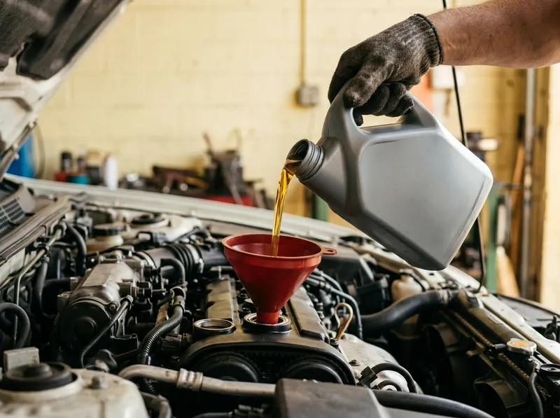 Óleo novo a ser vertido num motor